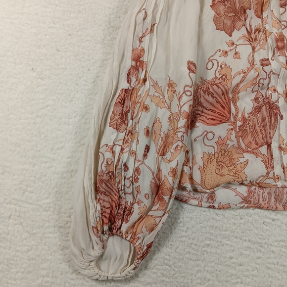 Anthropologie Florence Balducci Top Womens Medium Delicate Pintuck Blouse Floral - Picture 6 of 11